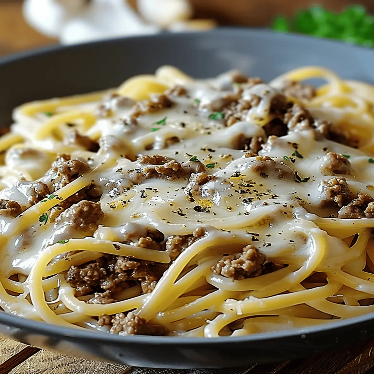 Cheesy Garlic Butter Linguine: Indulgent Bliss with Beef