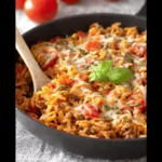 Ground Turkey Orzo Skillet with Tomatoes