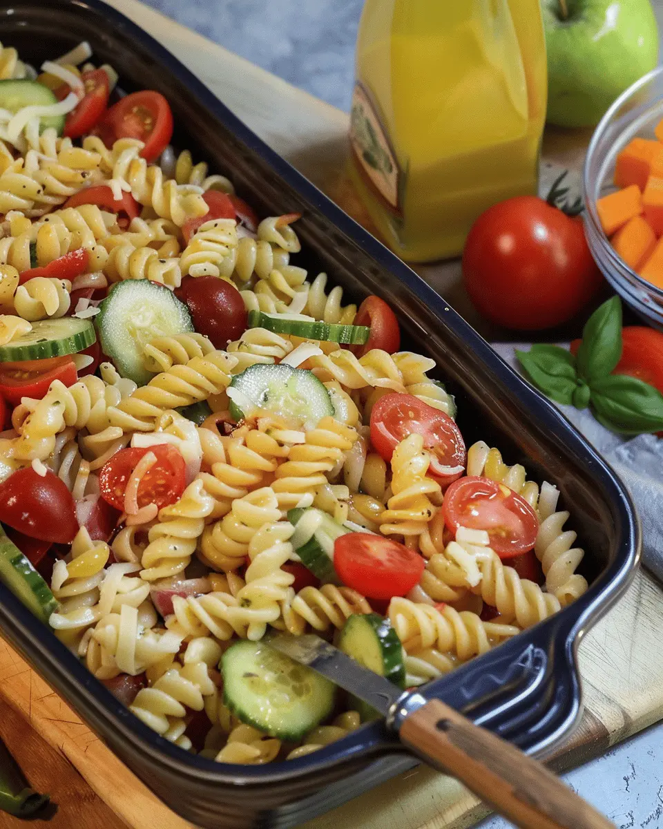 Easy Pasta Salad Recipe Using Olive Garden Dressing and Turkey Bacon