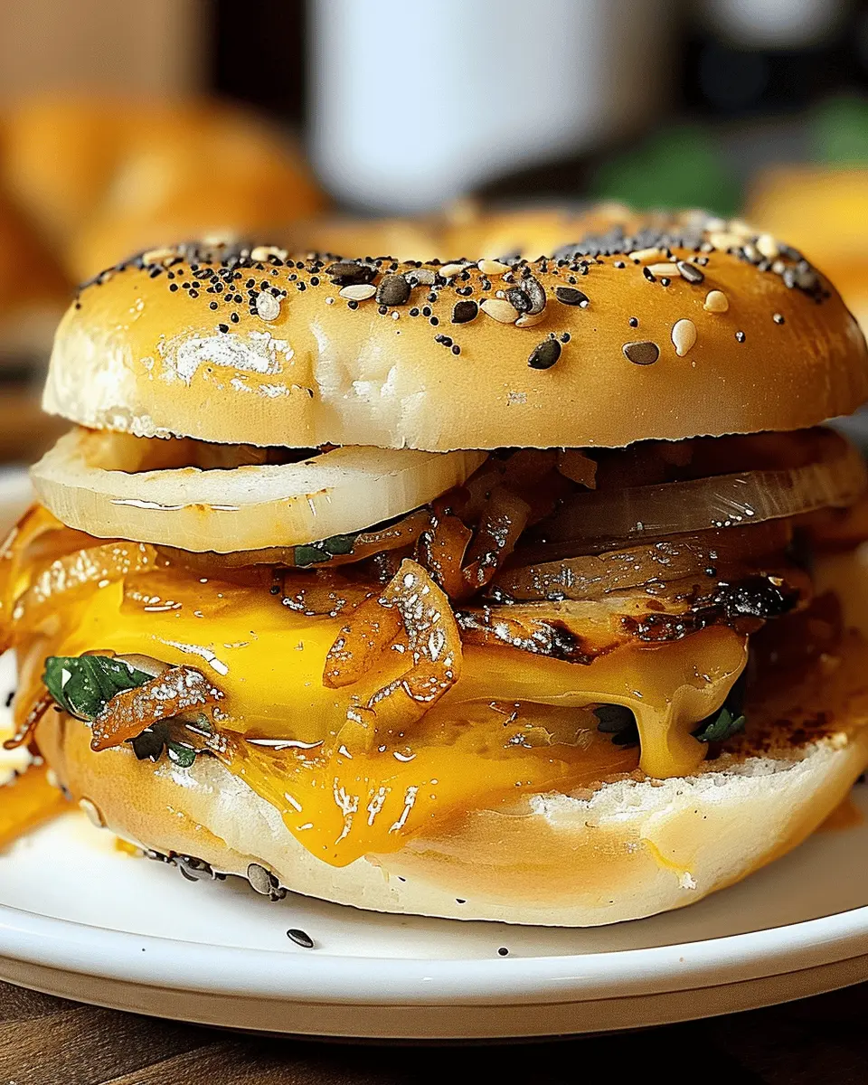 Grilled Cheese Bagel Bliss: Indulge in Turkey Bacon & Chicken Ham