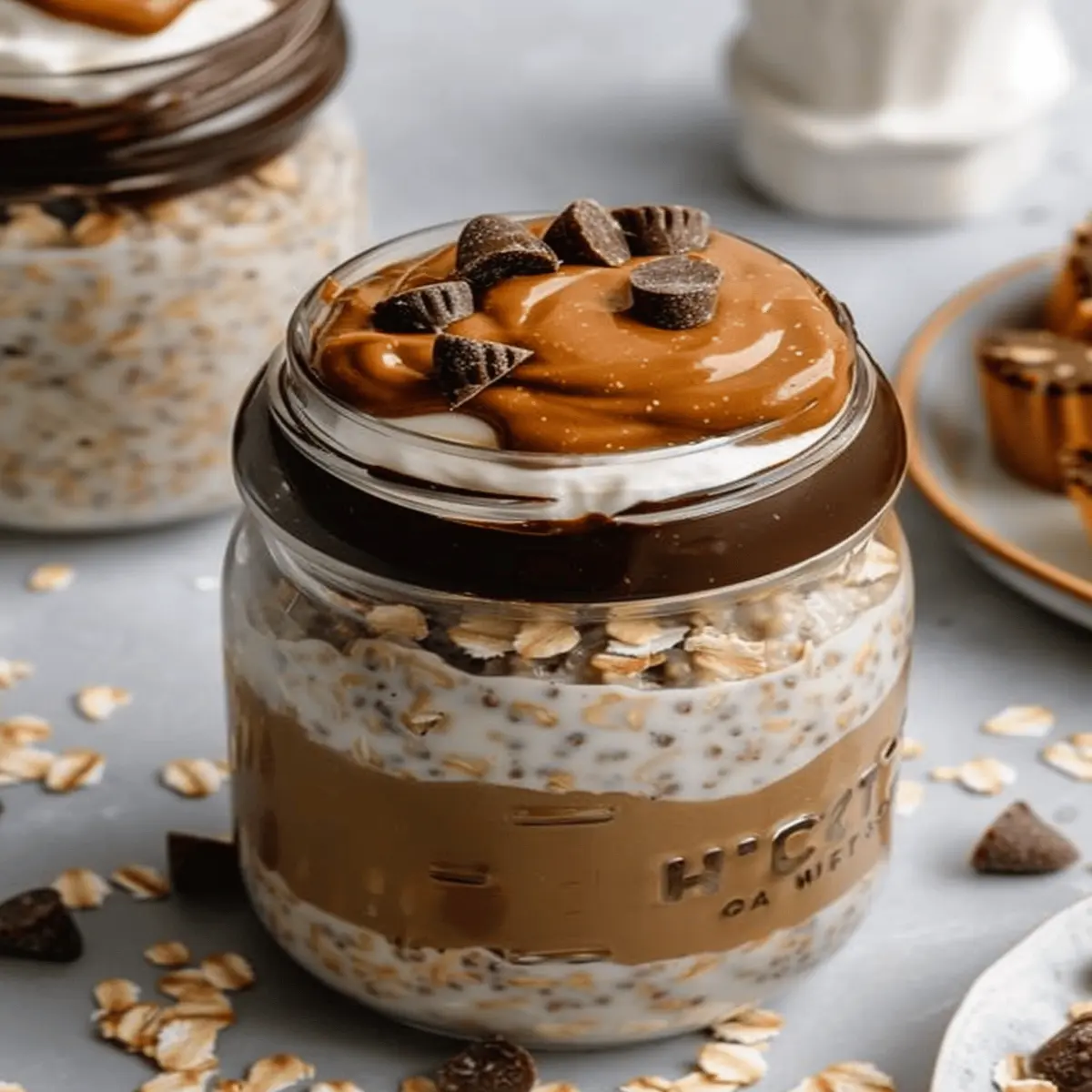 High Protein Peanut Butter Cup Overnight Oats That Delight!