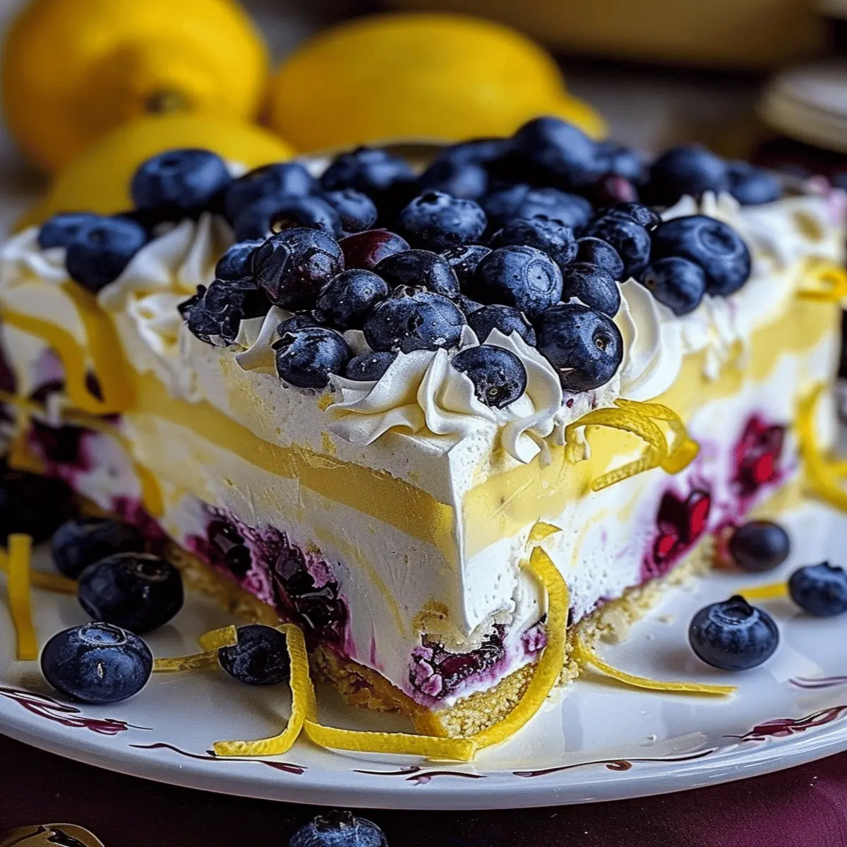 No-Bake Lemon Dazzling Blueberry Cream Cake: Easy & Irresistible