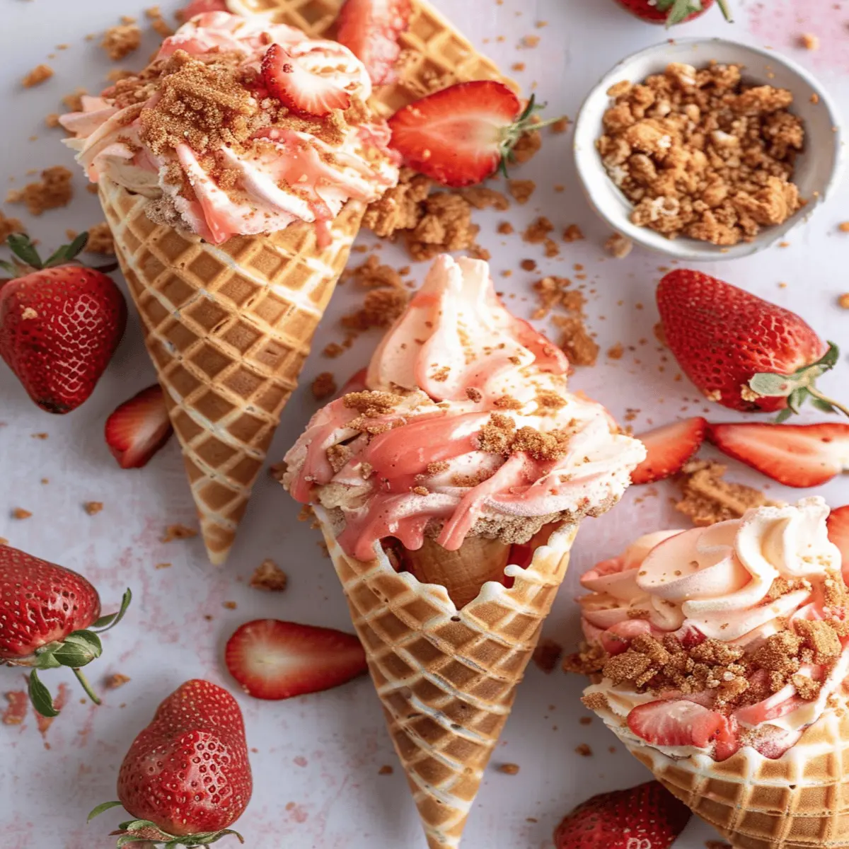 Strawberry Crunch Cheesecake Waffle Cones: Irresistibly Indulgent!