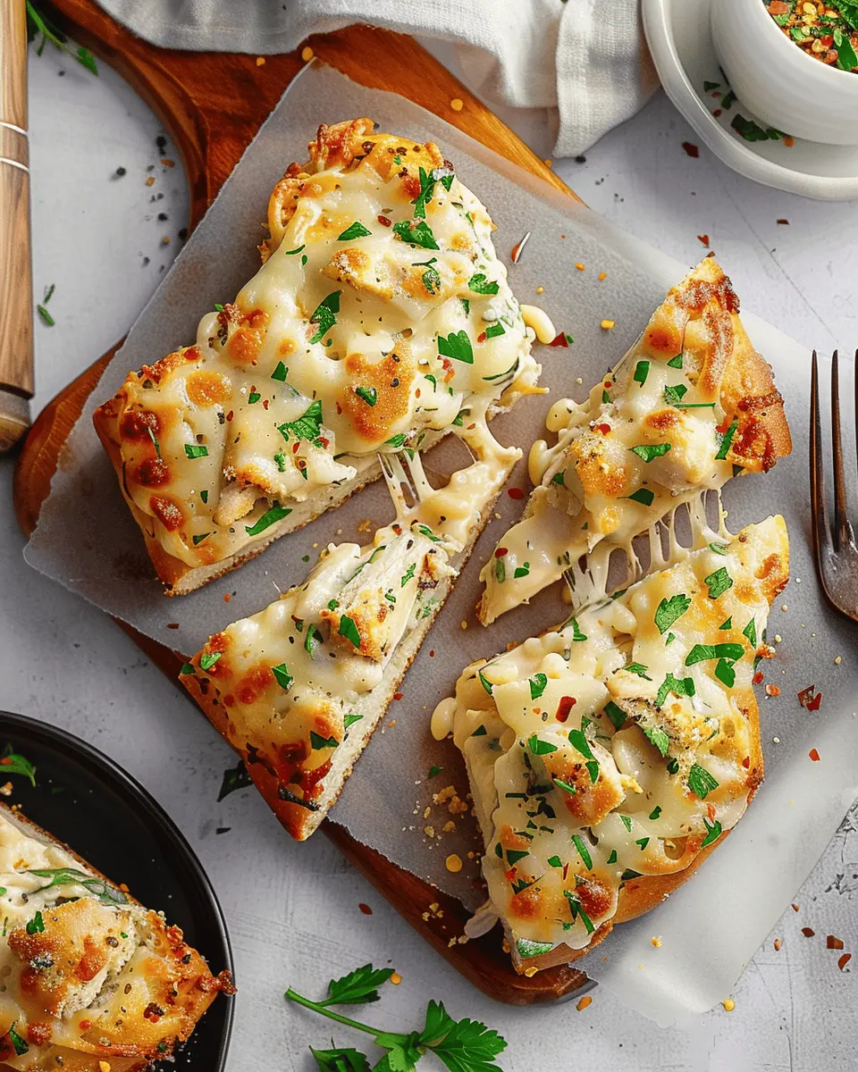 Viral Chicken Alfredo Garlic Bread You’ll Be Obsessed With