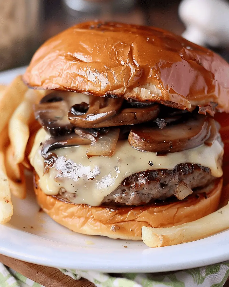 Mushroom Swiss Burger: Indulgent Delight with Turkey Bacon