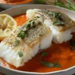 Baked Cod with Roasted Red Pepper Sauce