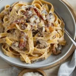 Creamy Mushroom and Bacon Fettuccine