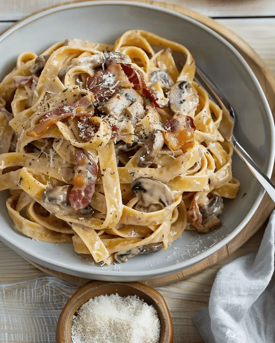 Creamy Mushroom and Turkey Bacon Fettuccine for Cozy Nights