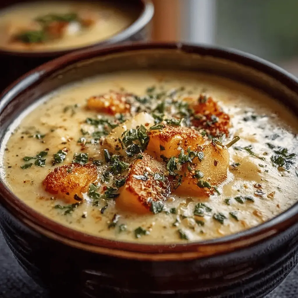 Cheddar Garlic Herb Potato Soup: Easy Comfort Food with Turkey Bacon