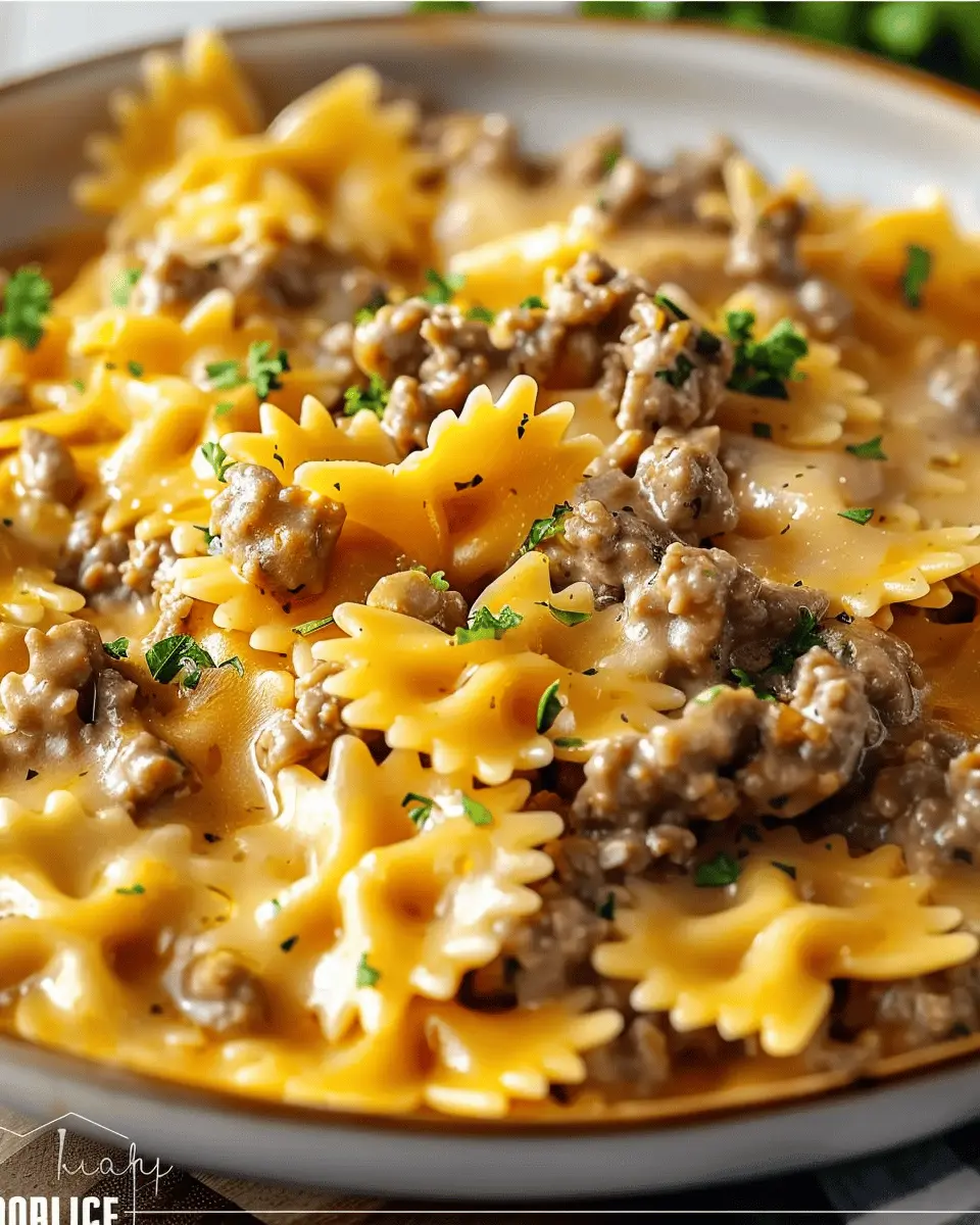 Cheesy Beef Bowtie Pasta: Indulgent Garlic Butter Delights