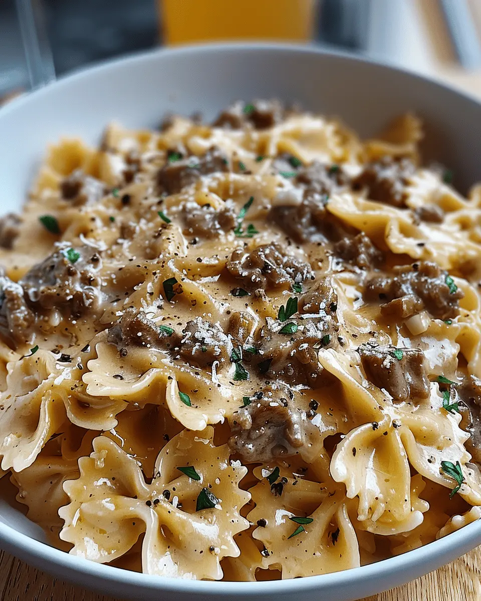 Creamy Parmesan Garlic Beef Bowtie Pasta: A Comforting Favorite