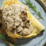 Chicken Mushroom Spinach Crêpes with Mushroom Sauce