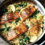 One Skillet Salmon with Lemon Orzo