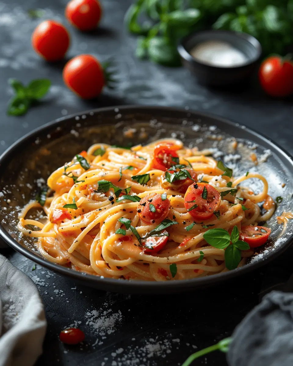 One Pan Creamy Tomato Pasta with Turkey Bacon: Easy and Delicious