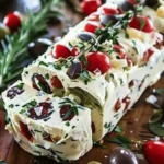 Festive Holiday Antipasto Cream Cheese Log