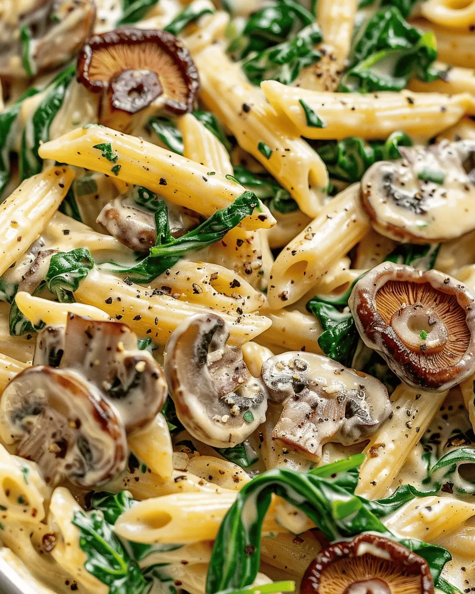 Creamy Mushroom Spinach Pasta with Turkey Bacon – A Comfort Dish
