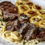 Garlic Butter Steak with Cheesy Alfredo Tortellini