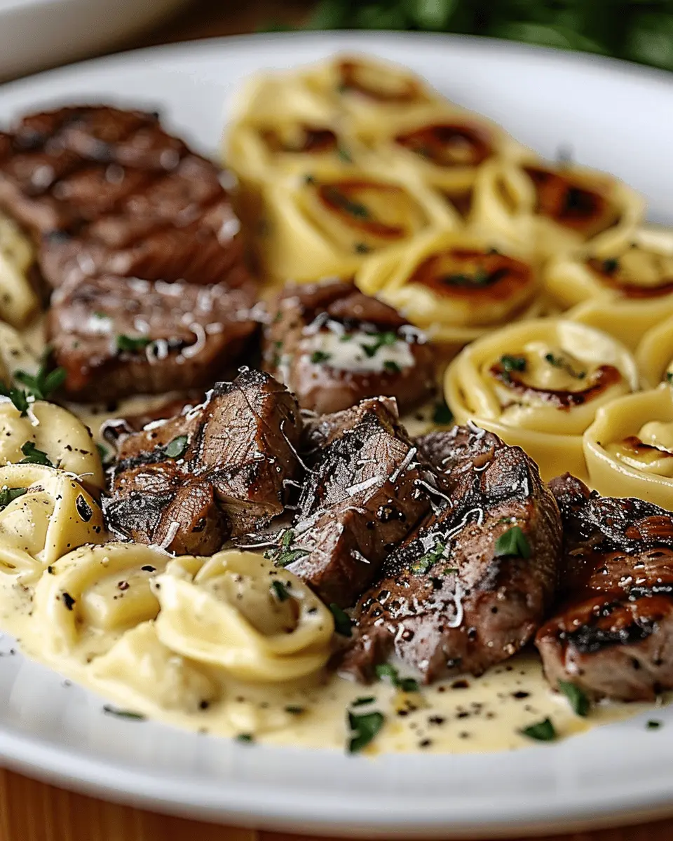 Garlic Butter Steak with Cheesy Alfredo Tortellini: A Luxuriously Indulgent Dinner