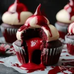 Halloween Vampire Bite Cupcakes