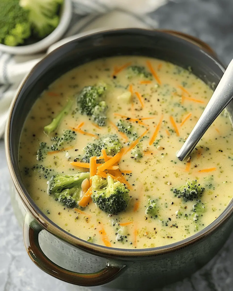High Protein Broccoli Cheddar Soup with Turkey Bacon Delight