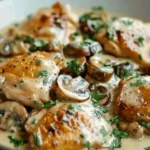 Creamy Garlic Mushroom Chicken Thighs Dinner