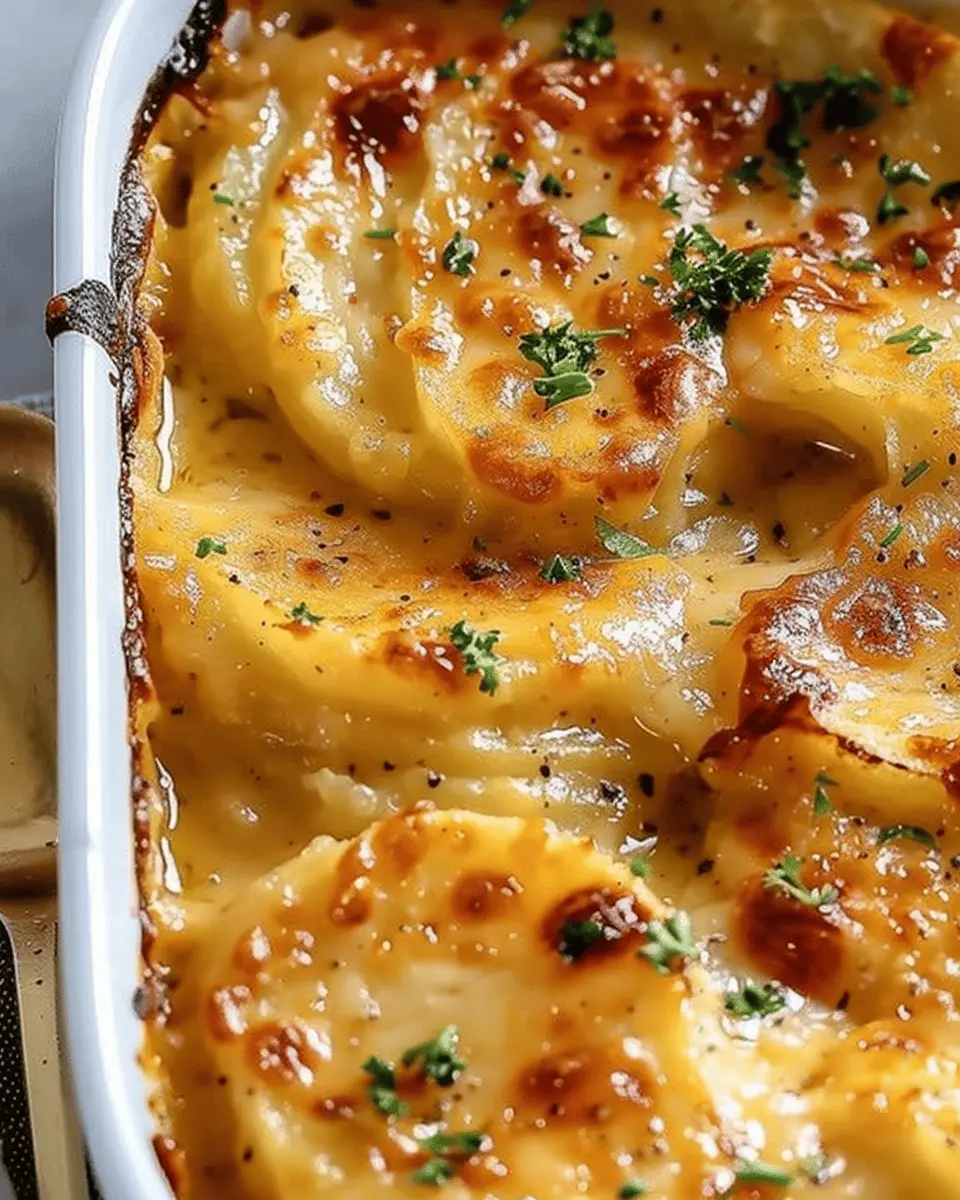 Dad’s Creamy & Cheesy Au Gratin Potatoes with Turkey Bacon Delight