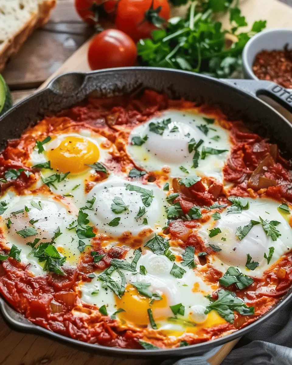 One Pan Shakshuka: Easy Recipe with Turkey Bacon and Chicken Ham