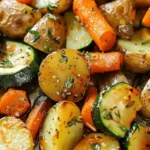 Garlic Herb Roasted Potatoes Carrots and Zucchini