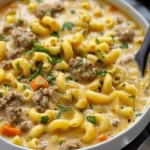 One-Pot Macaroni Cheeseburger Soup