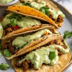 Crispy Baked Ground Turkey Tacos with Avocado Sauce