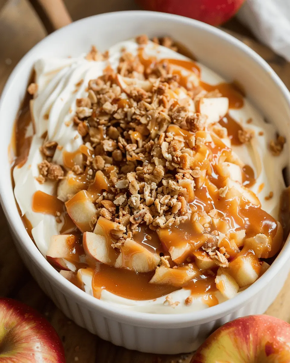 cream cheese caramel apple dip: the best indulgent treat with toffee bits