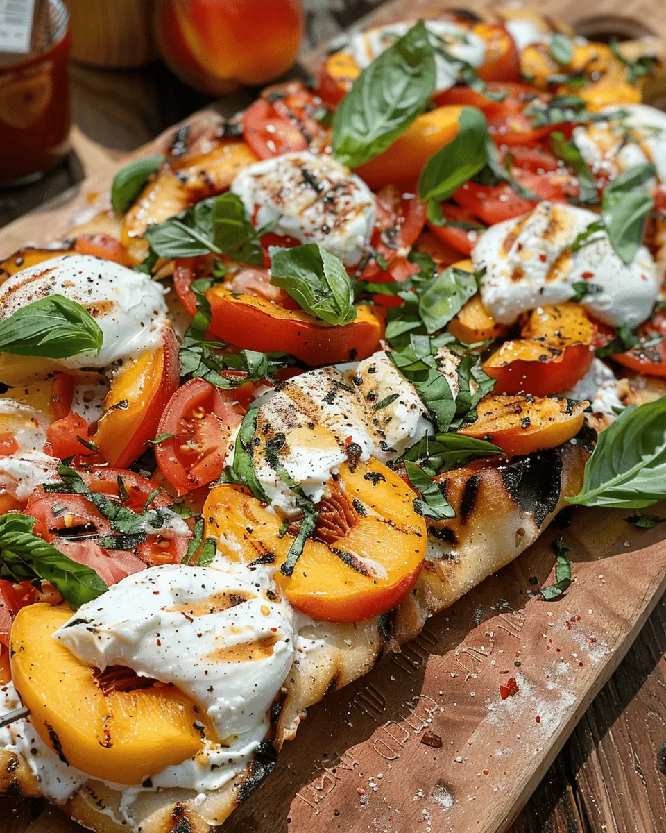 Grilled Sourdough Flatbread with Burrata and Juicy Grilled Peaches