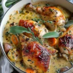 Herb Roasted Chicken in Creamy White Wine Sauce