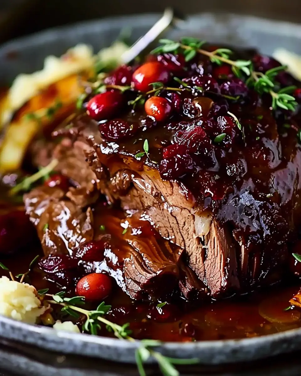 Slow-Braised Beef Roast with Cranberry Balsamic Glaze Bliss