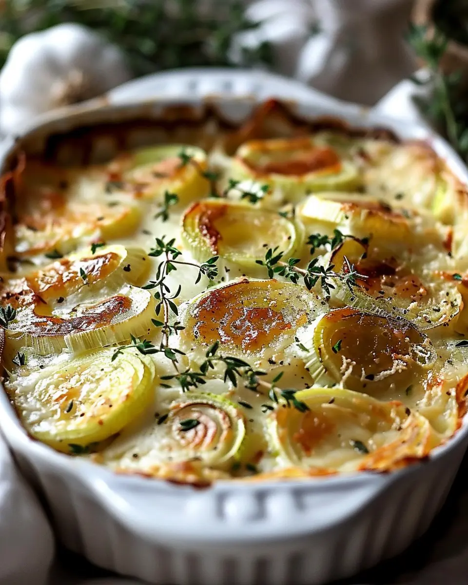Delicious Leek Gratin Recipe for Cozy Family Dinners with Turkey Bacon