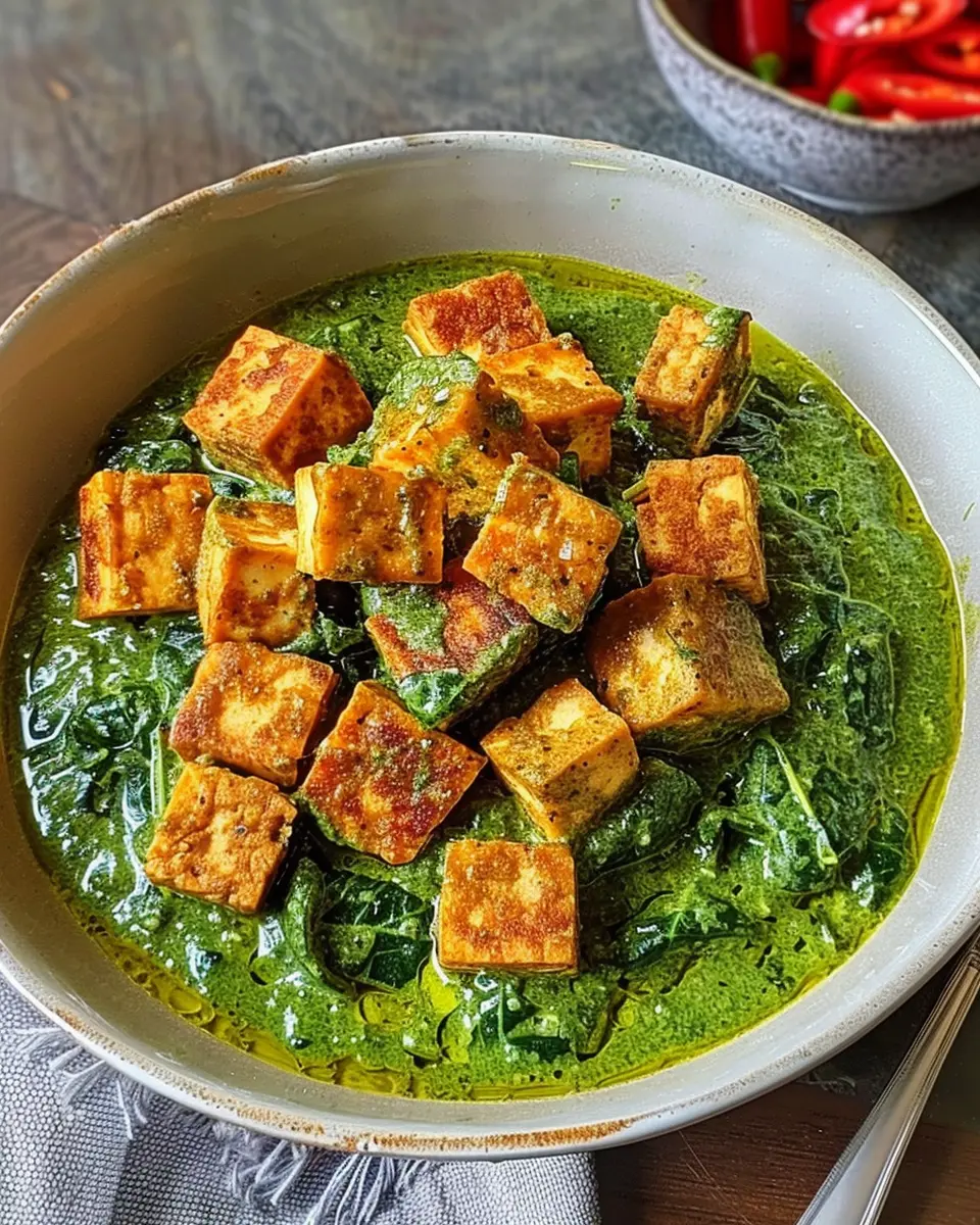 Spinach Curry Sauce with Crispy Tofu: A Flavorful Vegan Delight