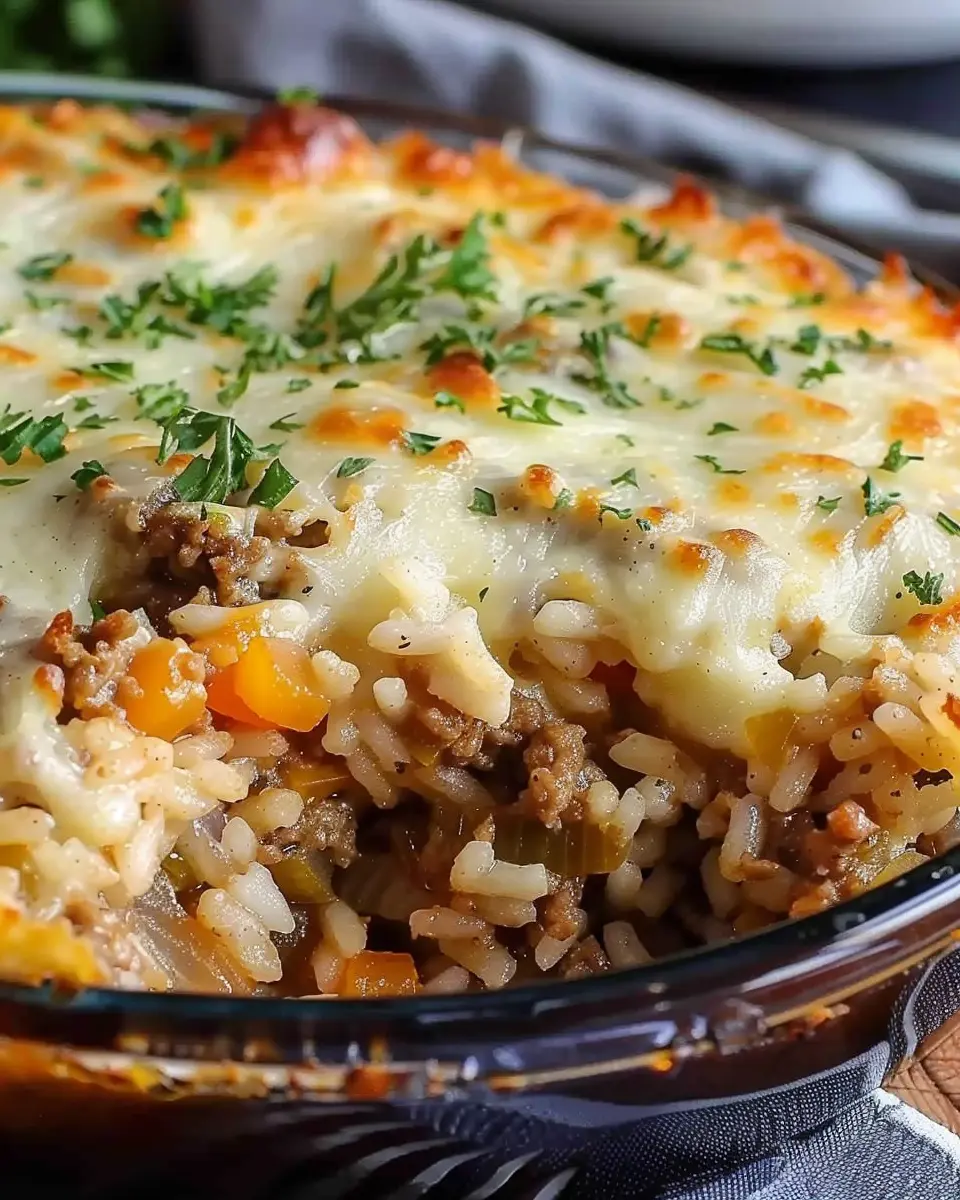 Easy French Onion Ground Beef Casserole Recipe with Turkey Bacon