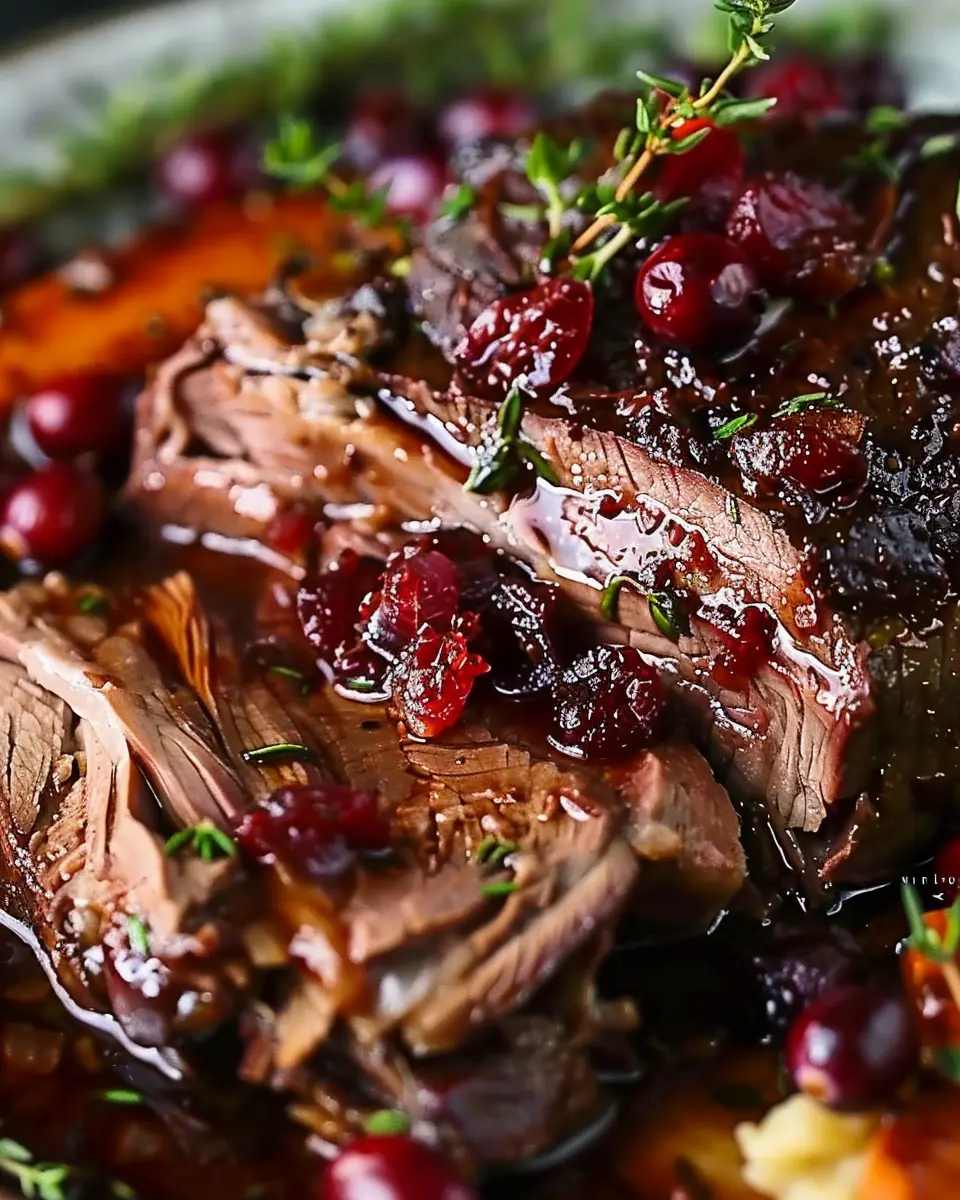 Slow-Braised Beef Roast with Indulgent Cranberry Balsamic Glaze