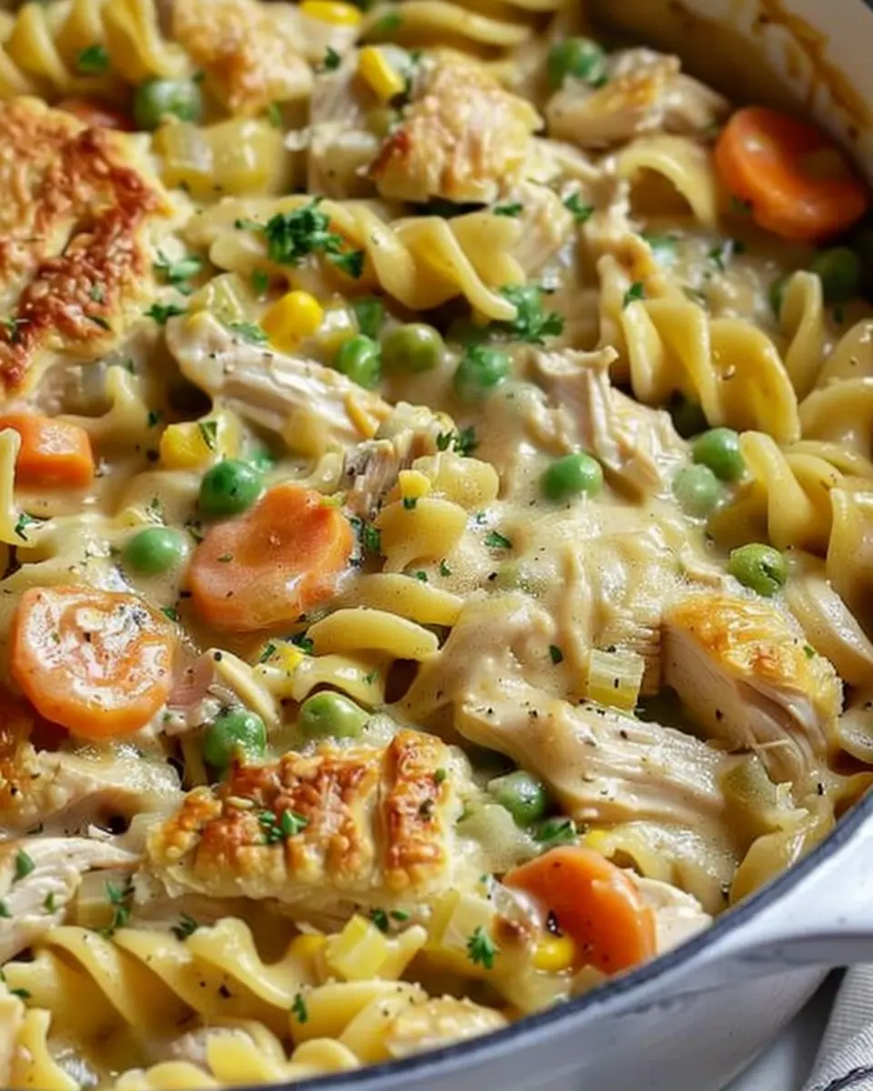 Quick Chicken Pot Pie Pasta: Easy Comfort Food with Turkey Bacon