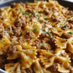 Cajun Cream Cheese Alfredo Bowties with Spiced Ground Beef