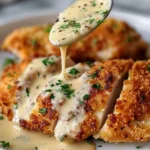 Creamy Parmesan Crusted Chicken with Garlic Sauce